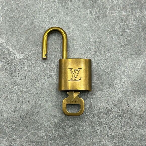 Authentic Louis Vuitton Gold Brass Padlock & Key Set Bag Charm #330 - Picture 2 of 14